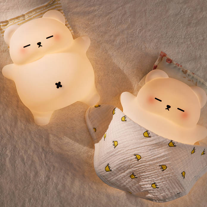Breathing Bear Snuggly  Squishy Silicone Sleeping Companion Sound LED Night Light Perfect Gift
