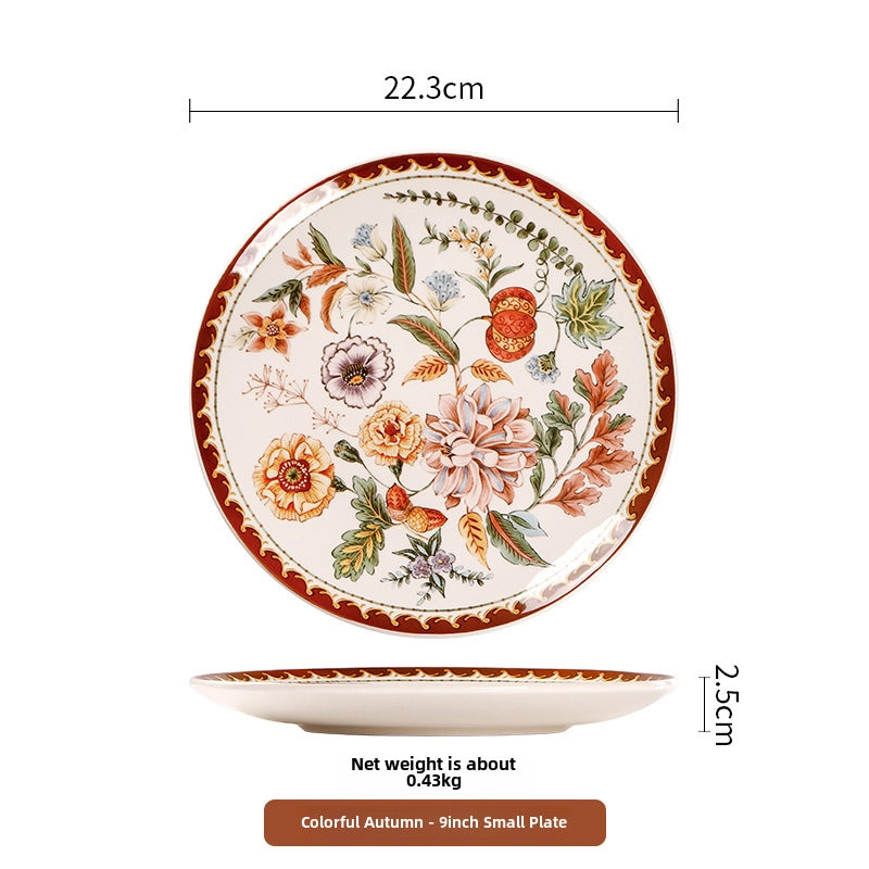 Ceramic Plate Creative Retro Western Steak Large Flat Plate Household Rectangular Plate New