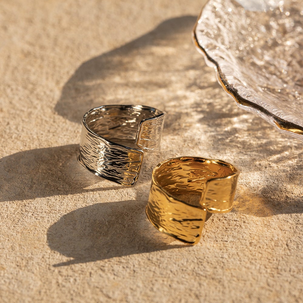 Women  Geometric Stainless Steel 18K Gold Plated Rings