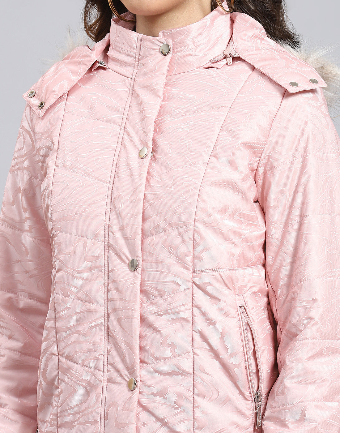 Women Pink Solid Hooded Full Sleeve Jacket