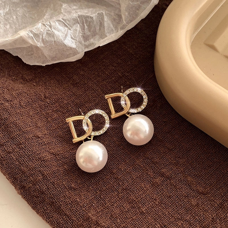 1 Pair Minimalist Round Inlay Alloy Zircon Ear Studs
