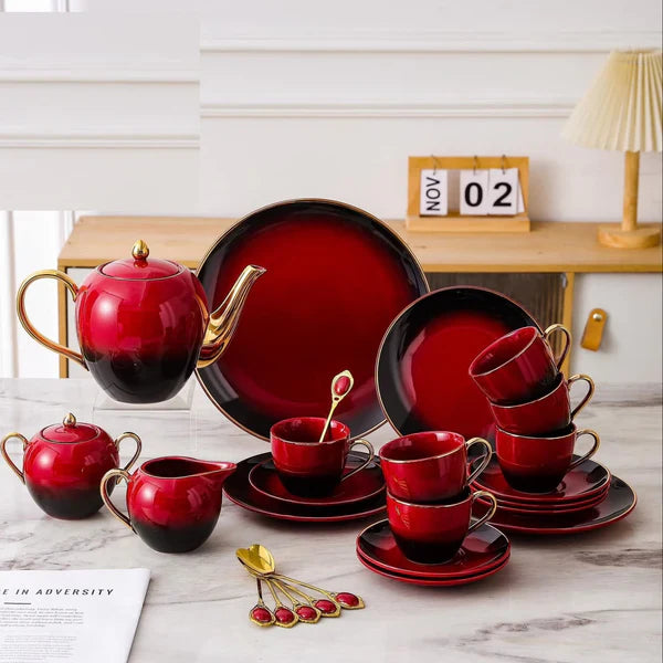 LUXORMOVE TEA & CAKE SET - RED & BLACK