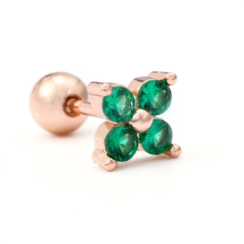 Ear Cartilage Rings & Studs Flower Brass Gem