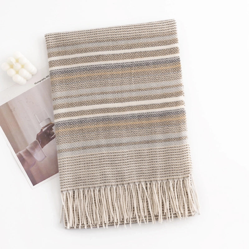 Warm Artificial Cashmere Scarf Plaid Student Couple Winter Thicken Thermal Scarf