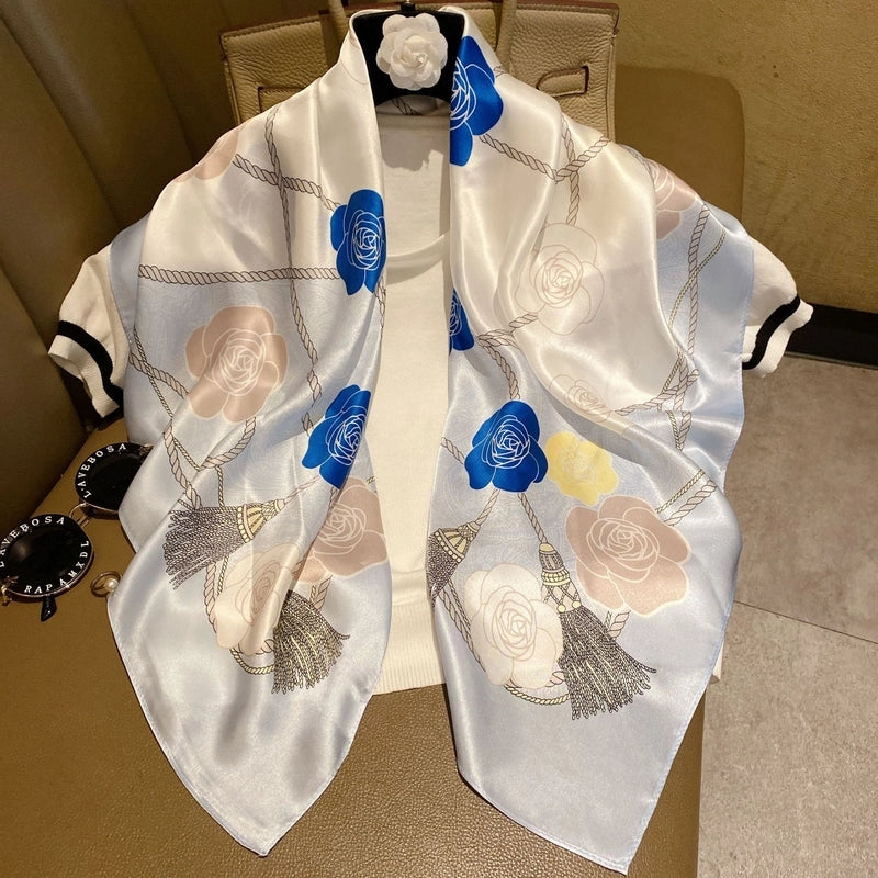 Women's Elegant Minimalist Printing Silk Printing Silk Scarf