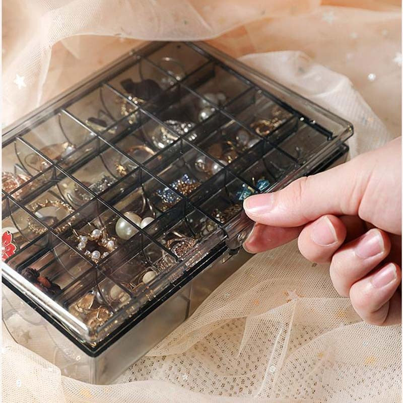 Jewelry Storage Box Jewelry Organizer Earrings Nail Polish Hair Accessories Display Compartment Plastic Box With Lid