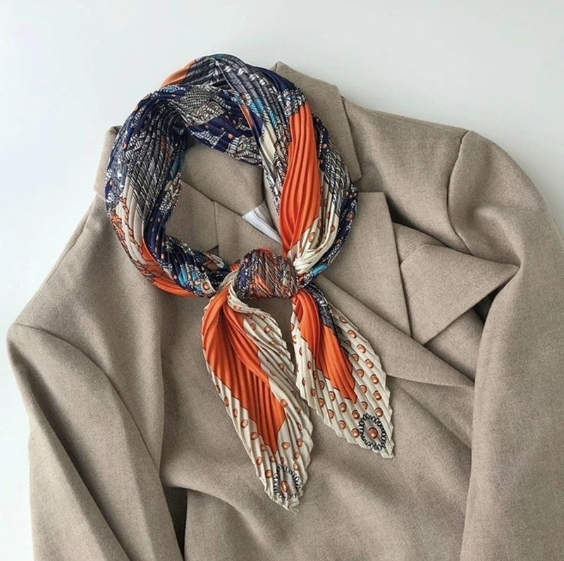 Women's Elegant Plaid Polka Dots Solid Color Satin Silk Scarf