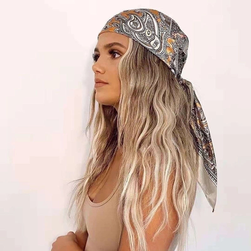 Women's Ig Style Retro Cashew Nuts Satin Printing Silk Scarf Kerchief
