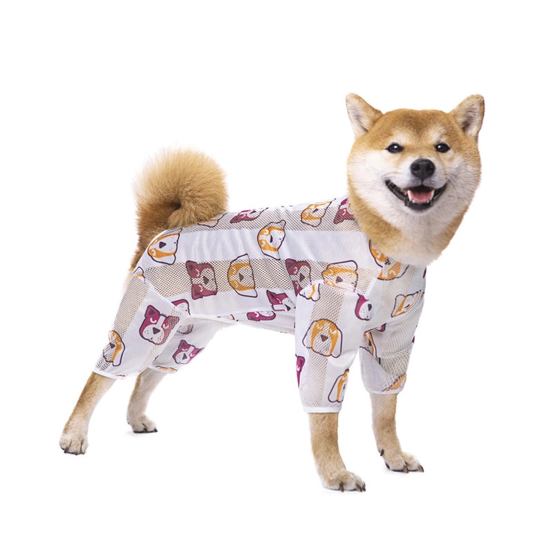 Spring And Autumn Summer Mesh Print Labrador Dog Golden Retriever Medium And Large Dog Four-Legged Pet Dog Clothes