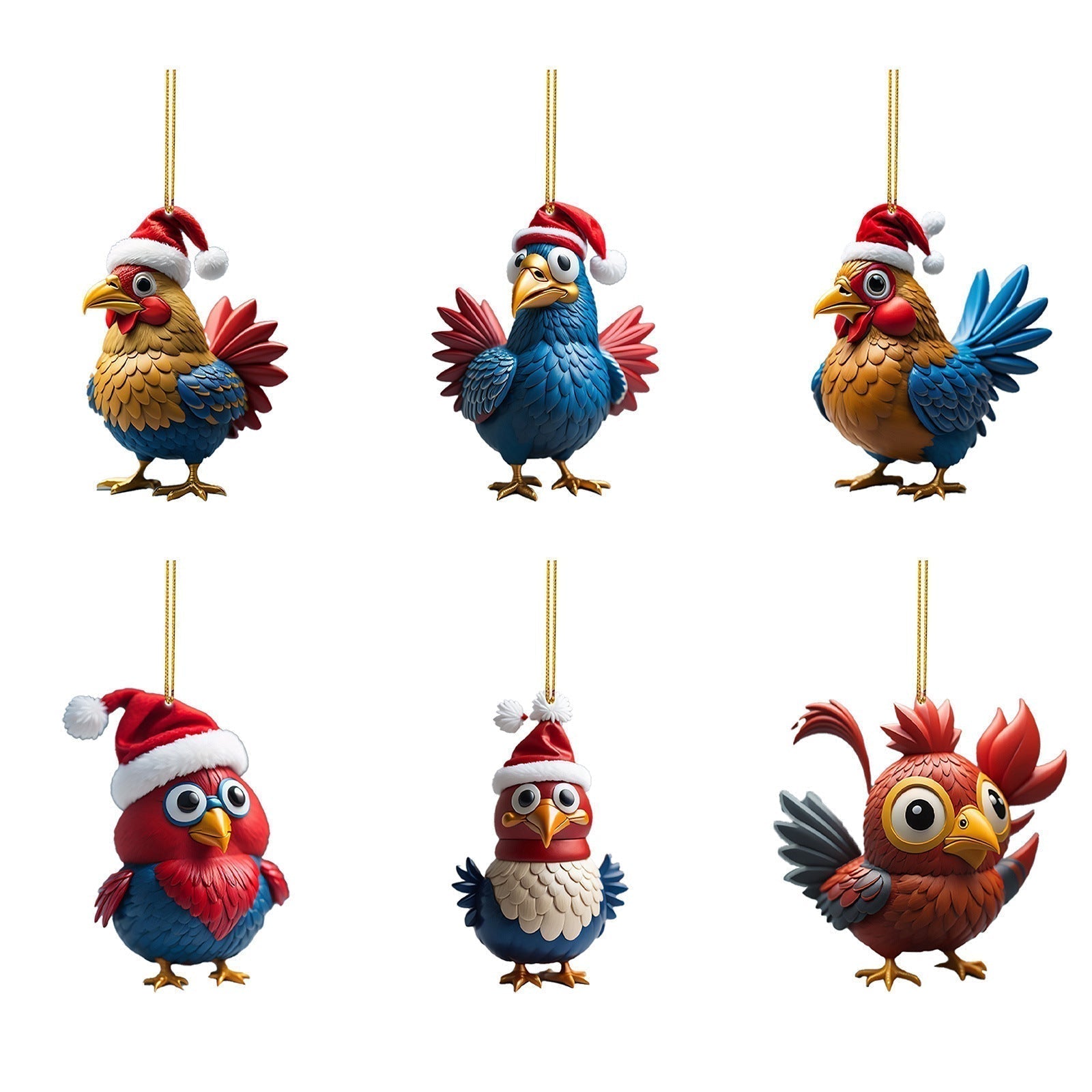 🎄12 Stuks🐓Kerstmuts kippen decoratie✨