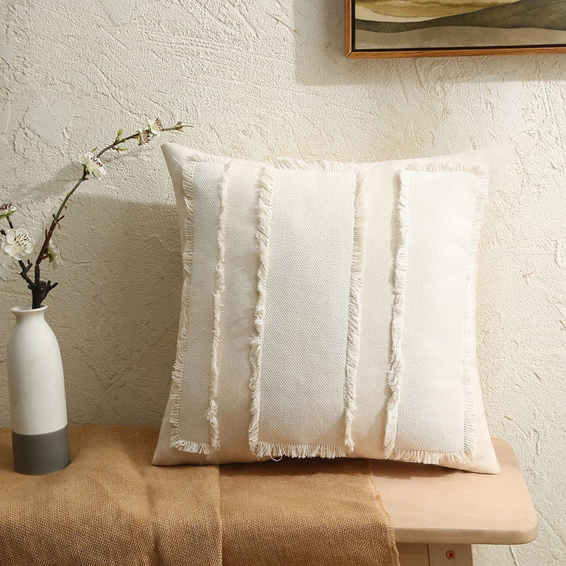 Casual Pastoral Stripe Solid Color Polyester Pillow Cases