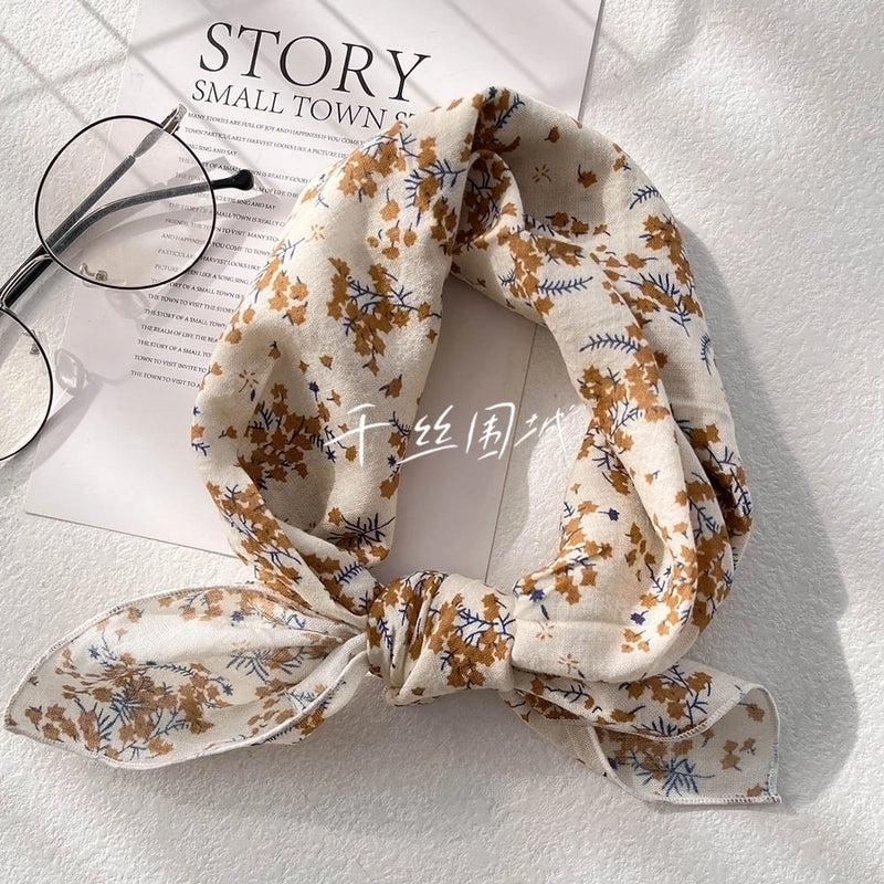 Women's Sweet Flower Cotton Silk Scarf