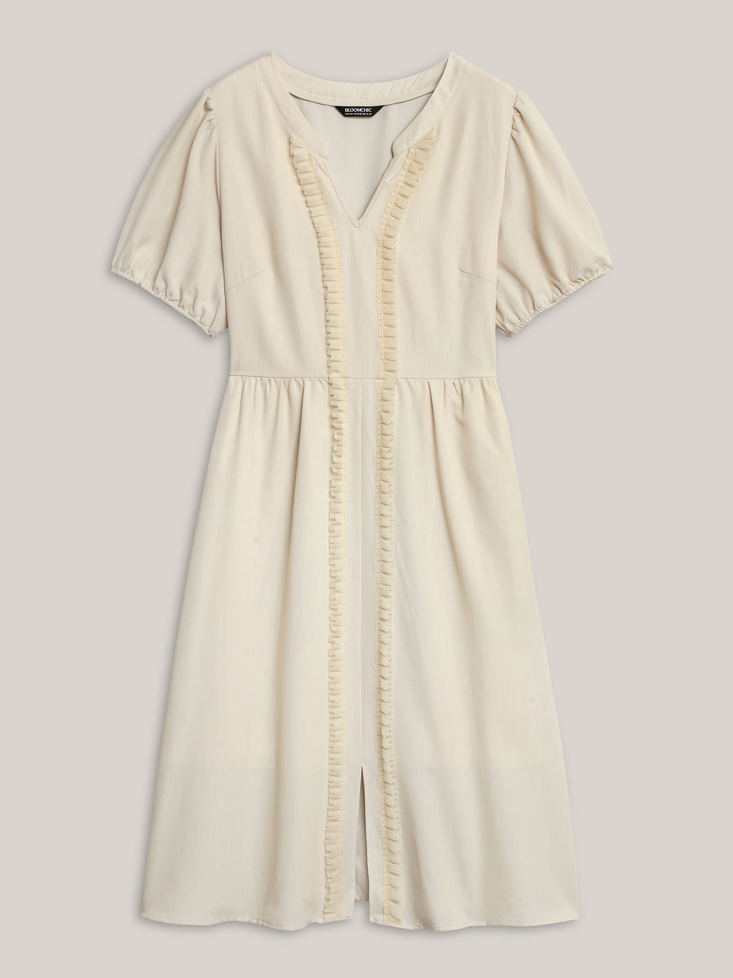 Lace Trim Solid Pockets Midi Dress