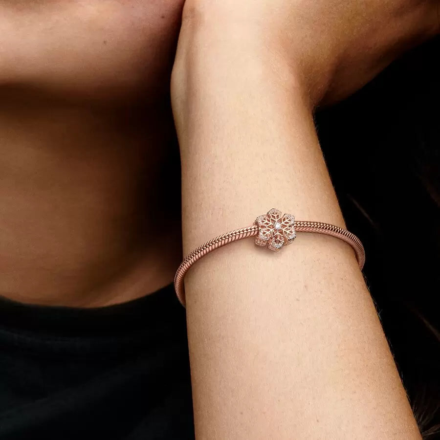 Festive Snowflake Rose Gold Pandora Charm