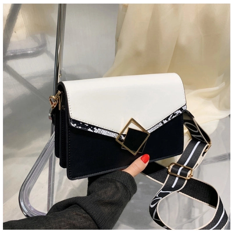 Women's Small Pu Leather Color Block Elegant Square Flip Cover Shoulder Bag Crossbody Bag Underarm Bag