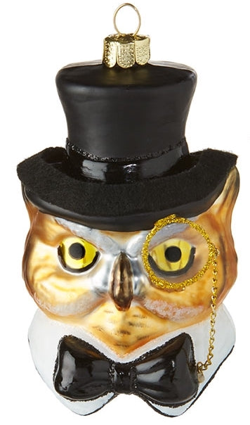 Wise Owl in Top Hat Ornament