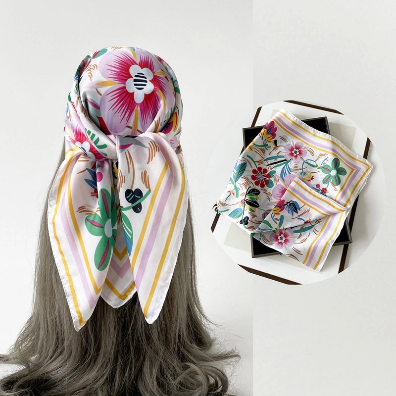 Women's Casual Flower Satin Printing Bandanas