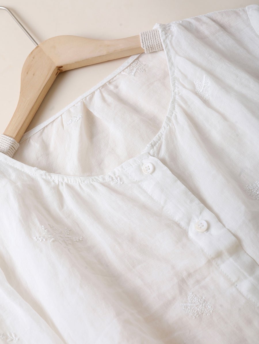 Women Summer Vintage Pure Color O-Neck 100%Ramie Shirt