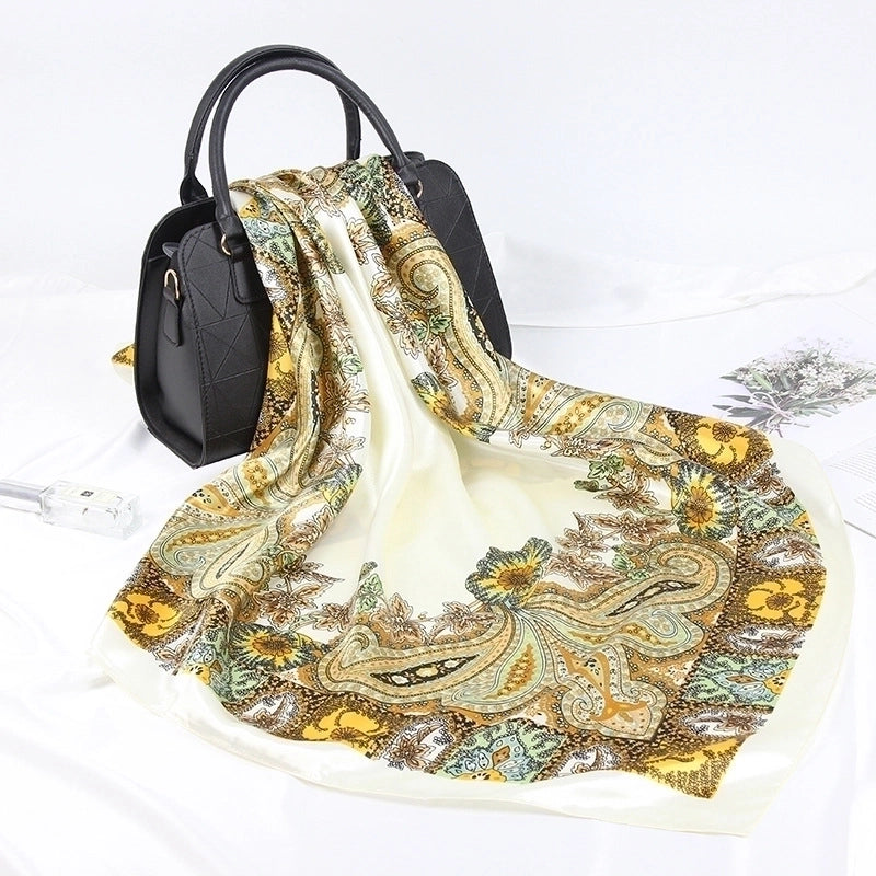 Women's Retro Flower Satin Printing Scarves & Gloves