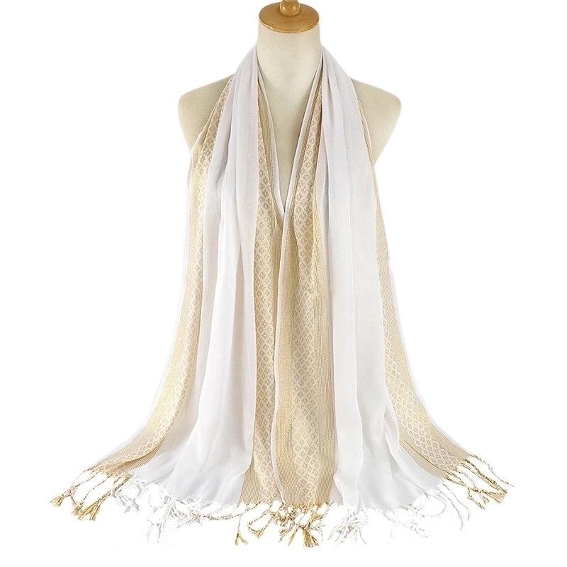Women's Minimalist Color Block Cotton Scarf