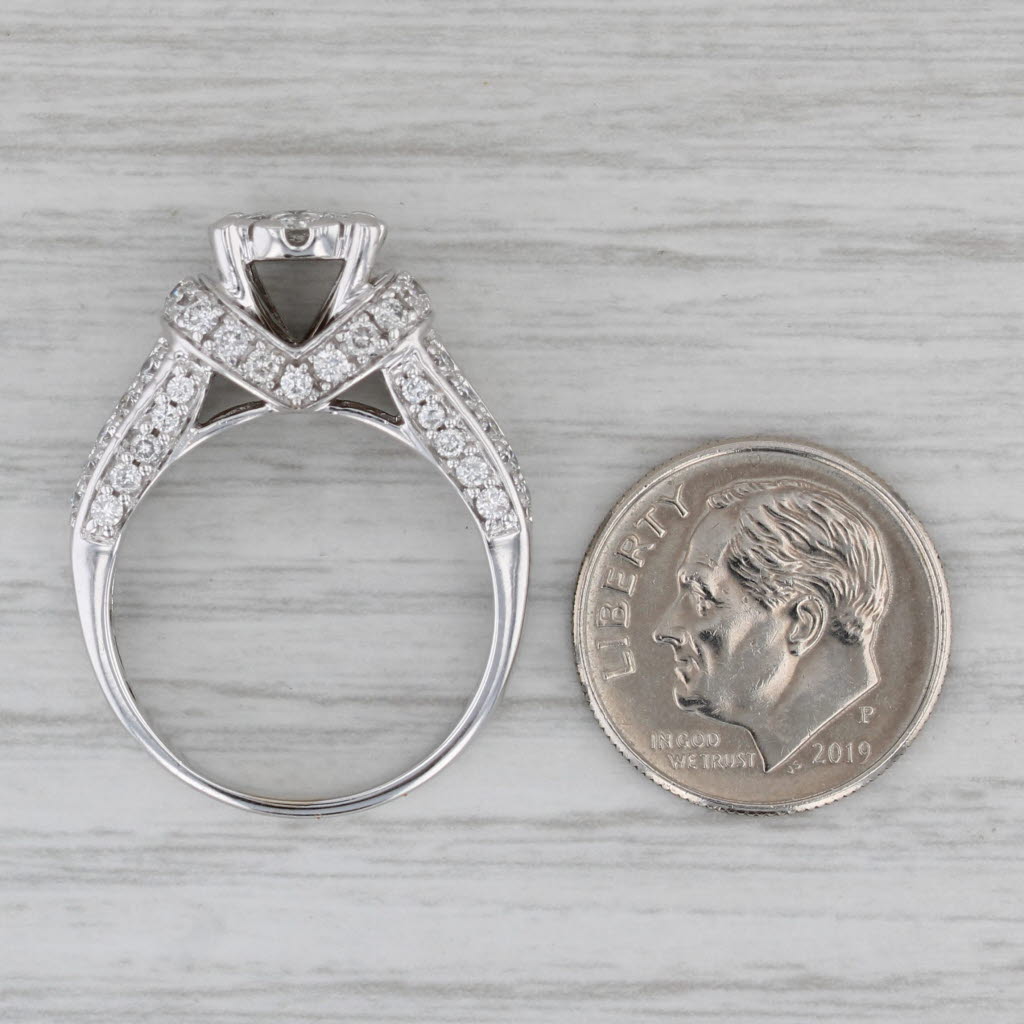 1.30ctw Diamond Engagement Ring 14k White Gold Size 7.5 Cathedral Band