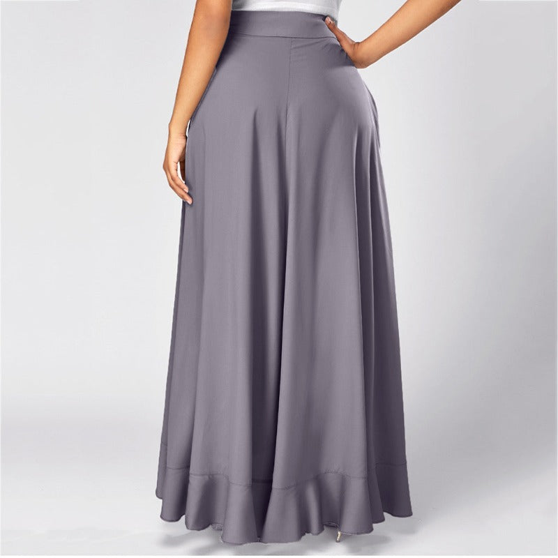 Elegant High Waist Causal Ruffle Drawstring Trouser