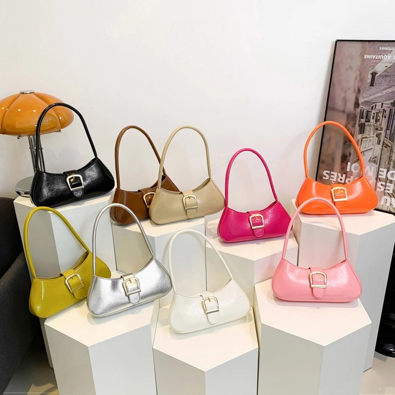 Women's Pu Leather Solid Color Streetwear Square Zipper Shoulder Bag