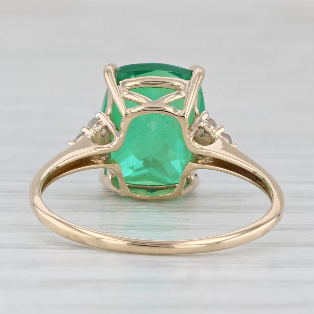 Blue Green Lab Created Quartz Glass Doublet Topaz Ring 14k Yellow Gold Size 7