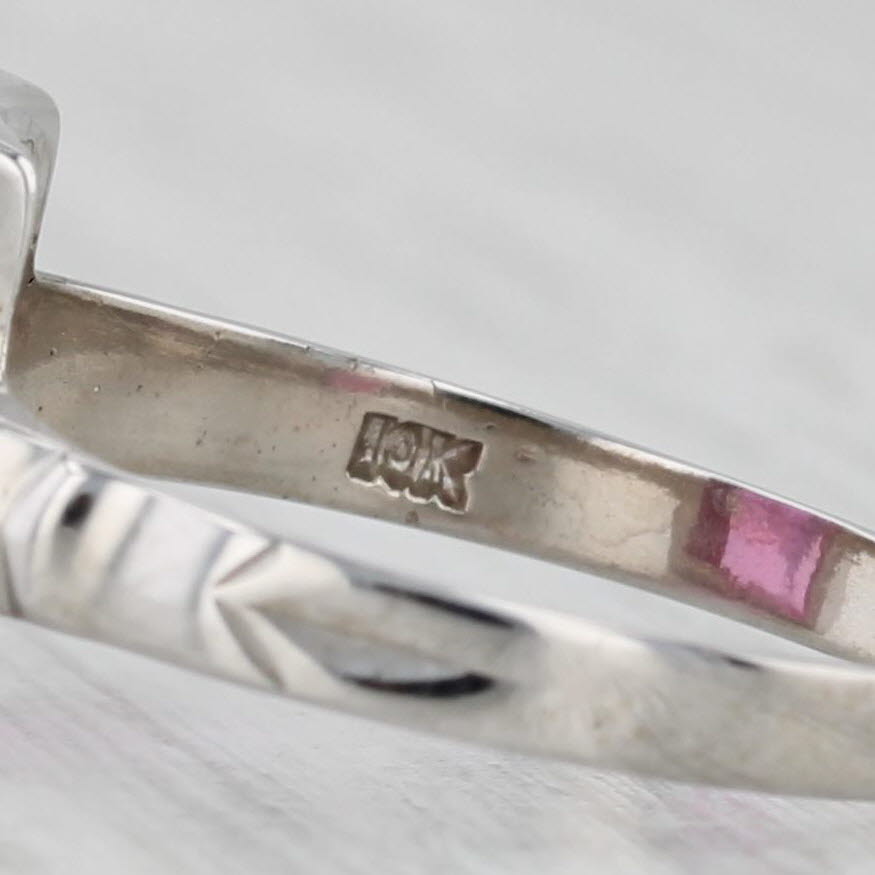 Vintage 3.35ct Lab Created Pink Red Ruby Ring 10k White Gold Size 7.5 Solitaire