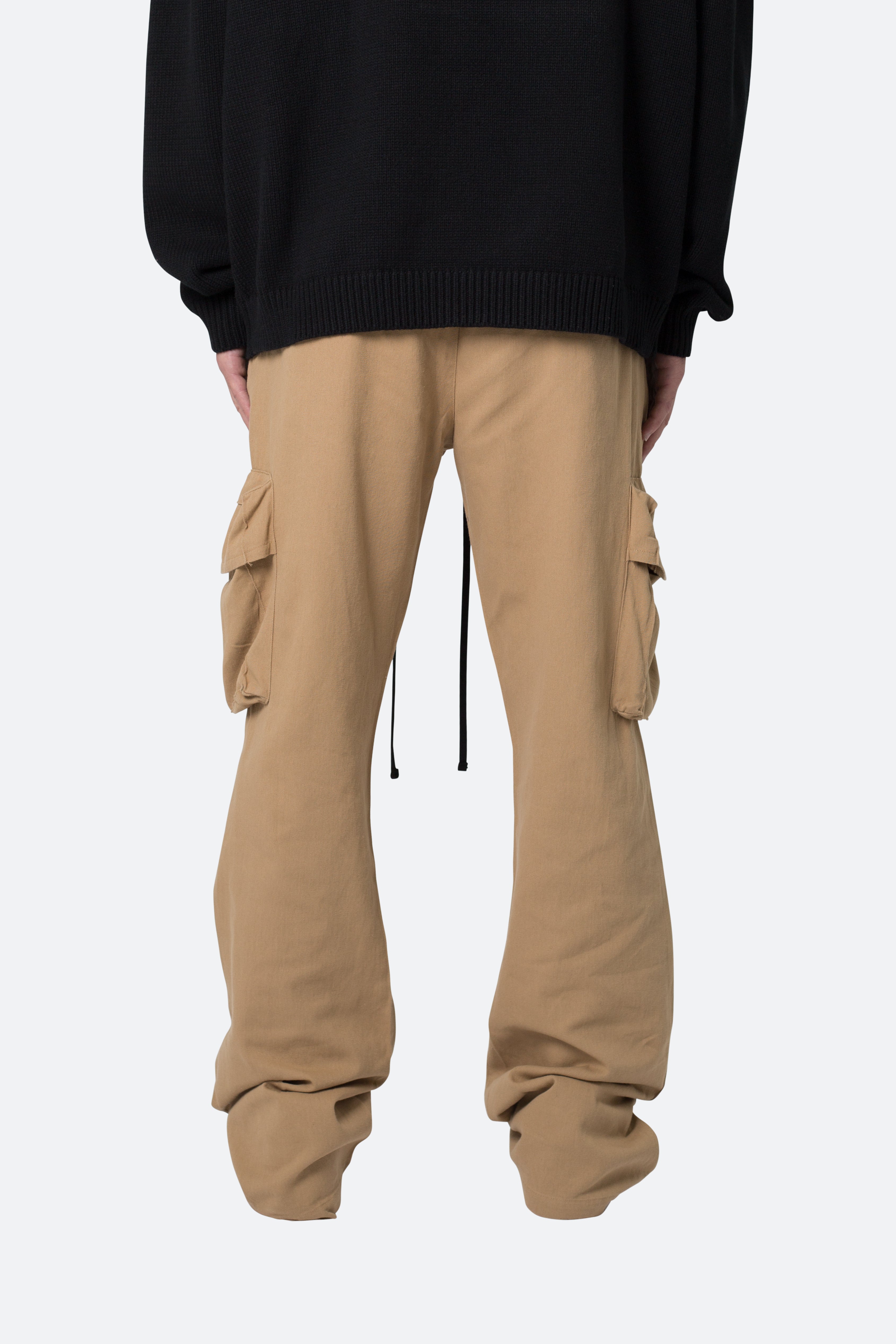 Drawcord Flare Cargo Pants - Khaki