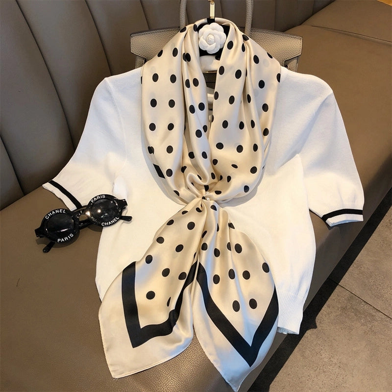 Women's Elegant Business Polka Dots Polyester Printing Silk Scarf