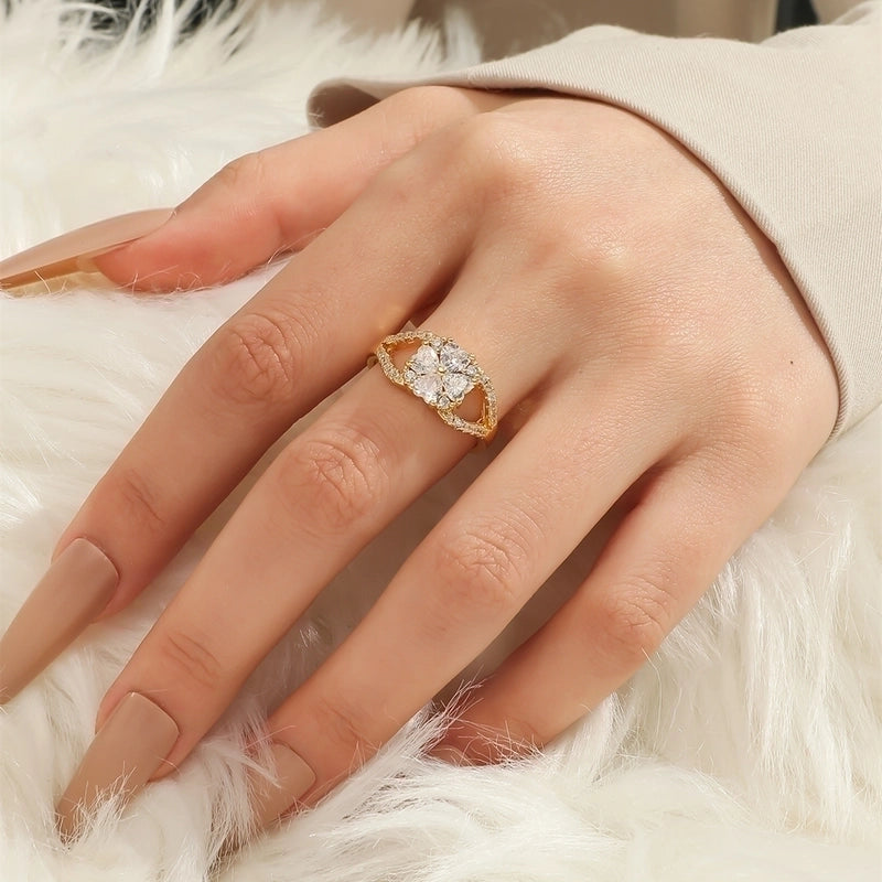 Original Design Luxurious Novelty Copper Gold Plated Gold Plated Copper Gold Plated Rings In Bulk
