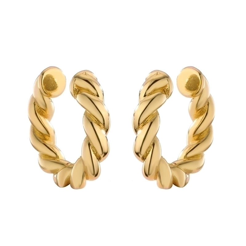 1 Pair Ig Style French Style Minimalist Leaves Twist Plating Inlay Copper Zircon 18k Gold Plated Ear Cuffs