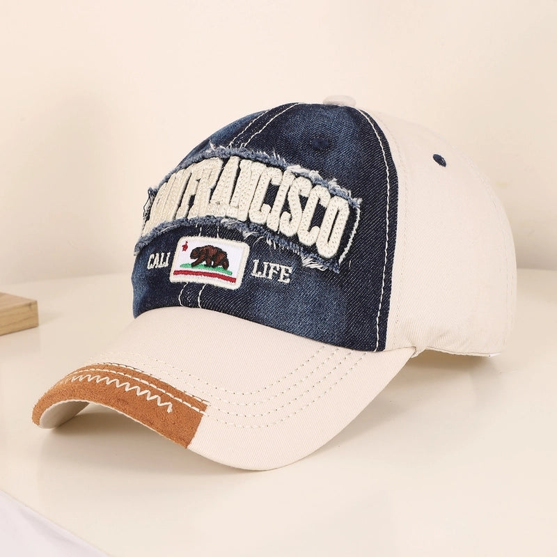 Adults Casual Embroidery Commute Letter Color Block Embroidery Curved Eaves Baseball Cap