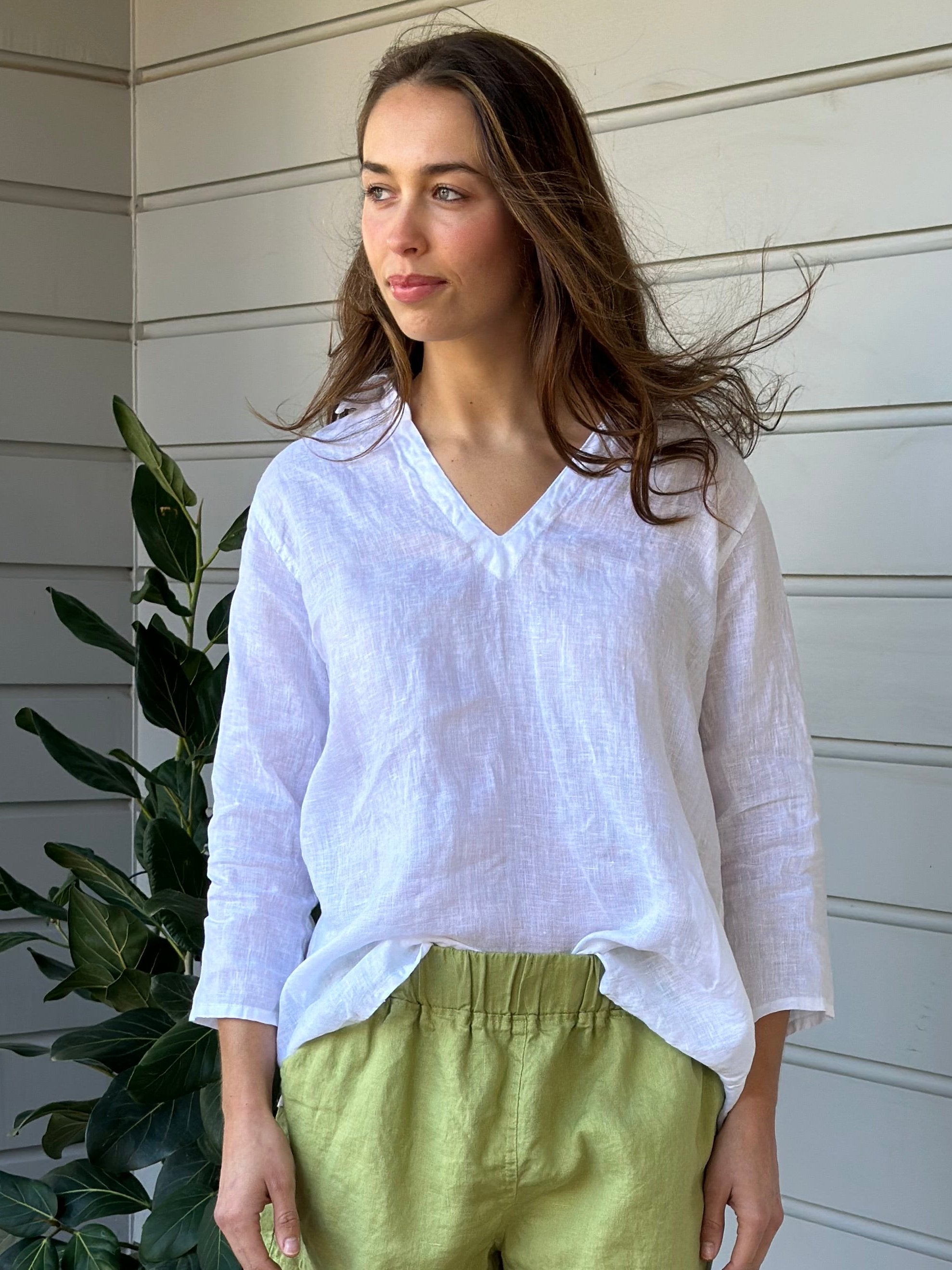 bianca top - white linen