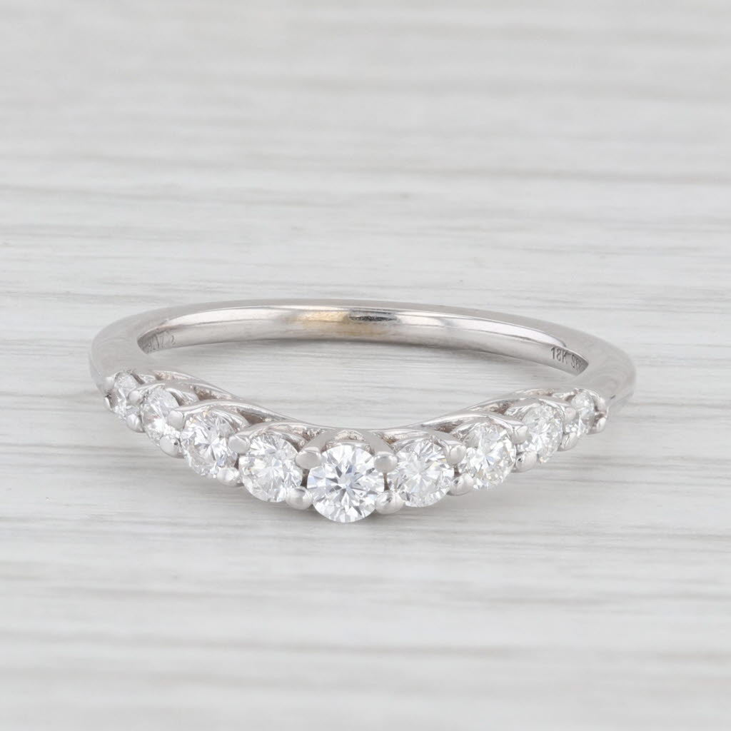 Gabriel & Co 0.34ctw Diamond Contoured Wedding Band 18k White Gold Size 5