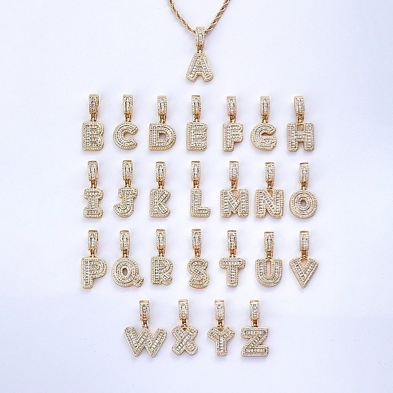 Casual Sweet Shiny Letter Copper Inlay Gold Plated Silver Plated Zircon Pendant Necklace