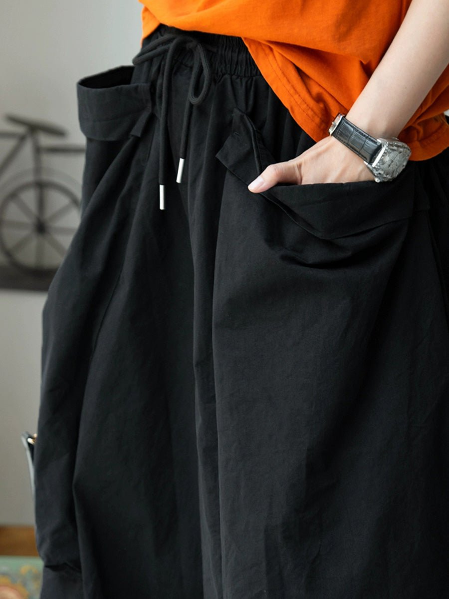 Women Summer Casual Pure Color 100%Cotton Cropped Pants