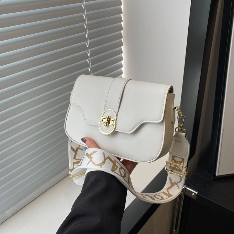 Women's Medium Pu Leather Solid Color Vintage Style Classic Style Lock Clasp Crossbody Bag