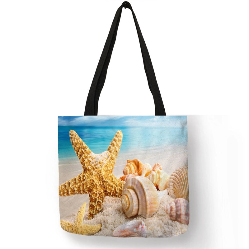 Women's Medium Polyester Underwater World Vacation Beach Square Open Tote Bag