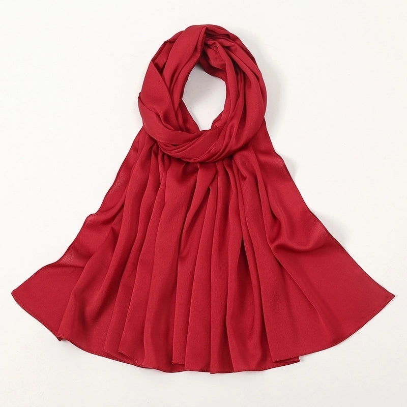 Women's Fashion Solid Color Satin Patchwork Cotton Linen Scarves