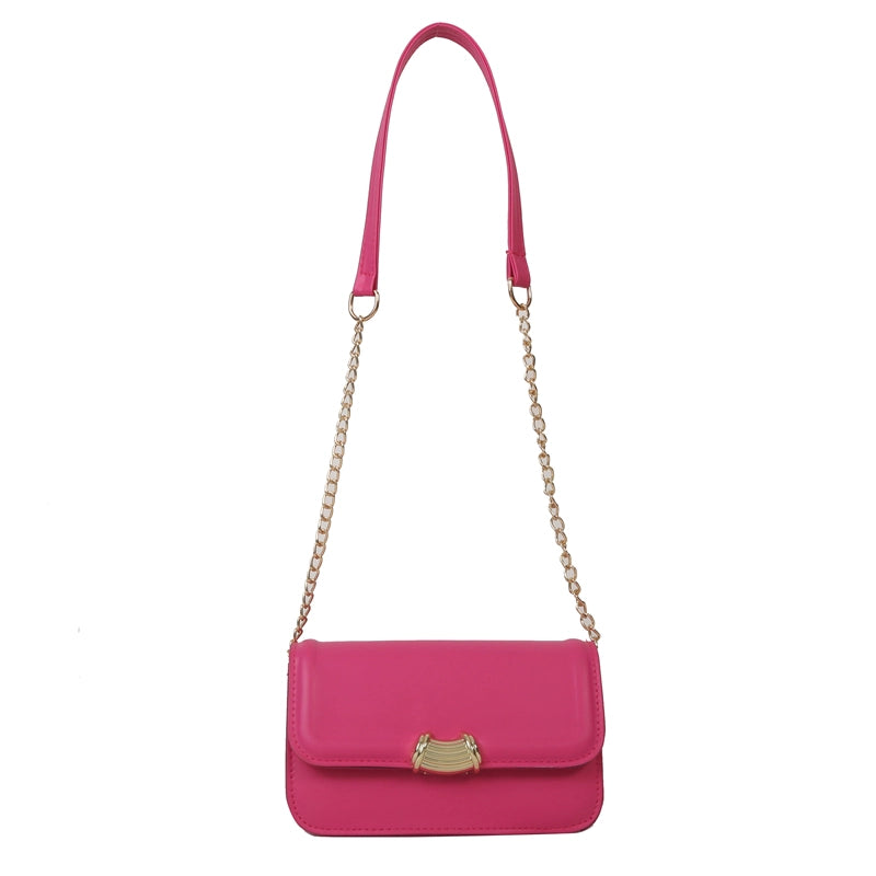 Women's Pu Leather Solid Color Elegant Square Magnetic Buckle Shoulder Bag Crossbody Bag