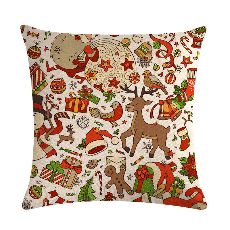 18 Cojines Merry Xmas Couch Throw Pillow Cover Case Home Sofa Decor Pillowslip