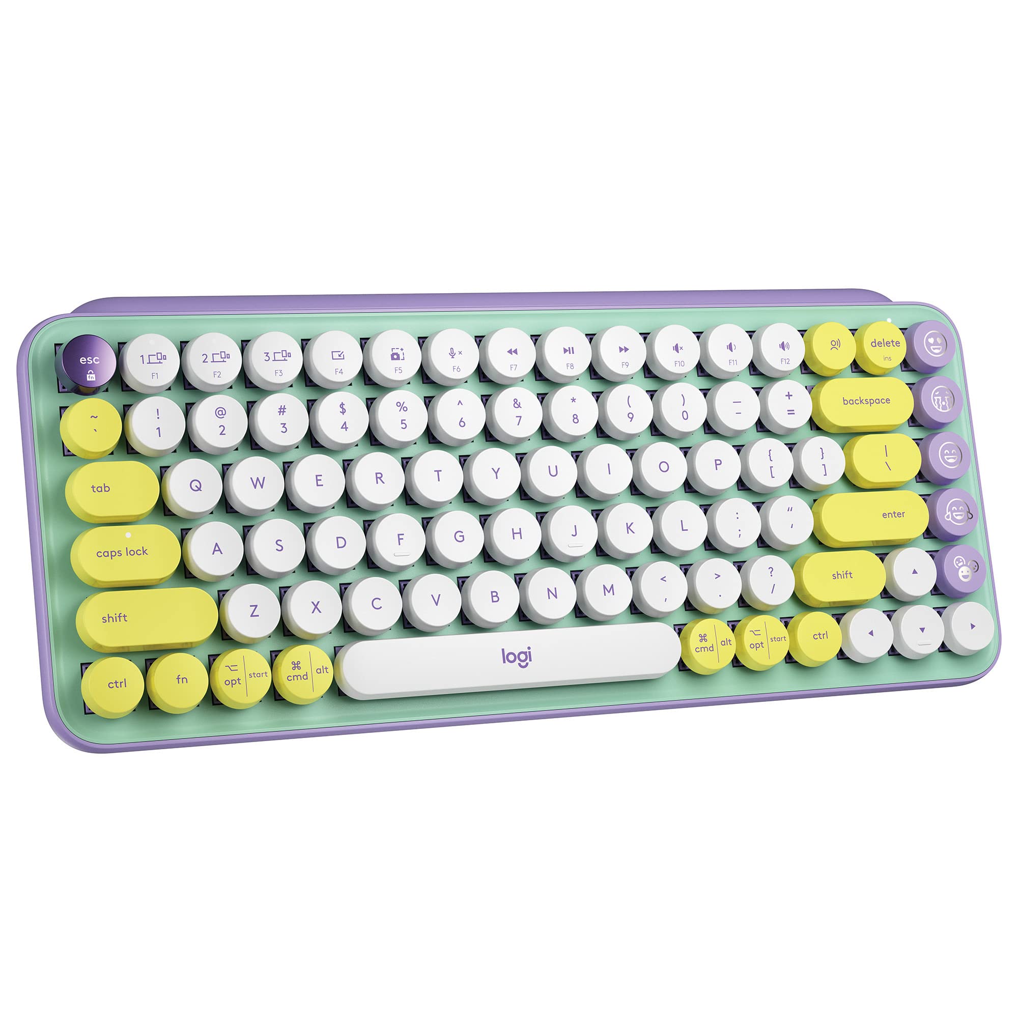 Logitech Teclado mecánico inalámbrico POP Keys con teclas Emoji (Daydream Mint) paquete con mouse inalámbrico, reposamanos, concentrador USB 3.0 de 4 puertos y alfombrilla para mouse (5 artículos)