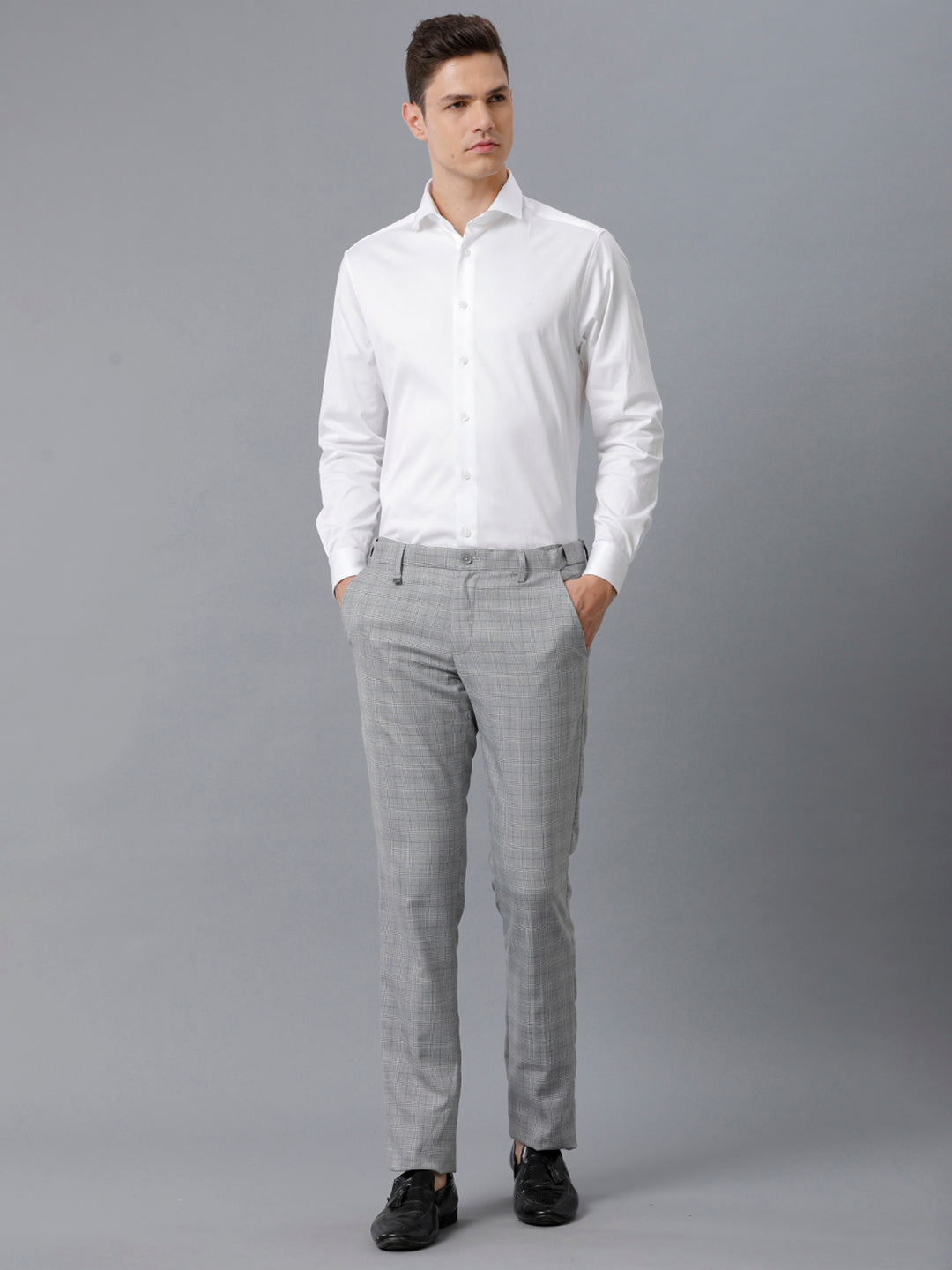 Mens Regular Fit Solid White Formal Linen Shirt (LUKE)