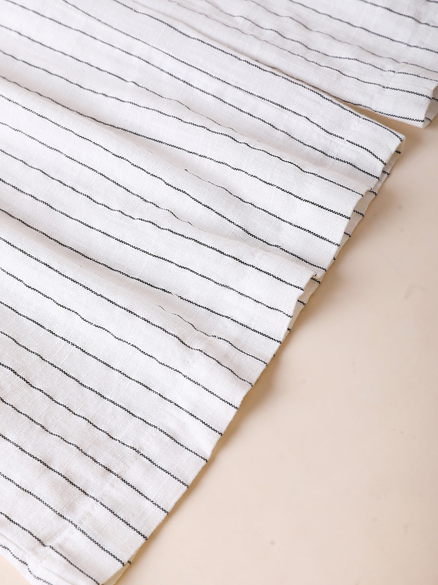 Women Summer Stripe Cotton Linen Straight Pants
