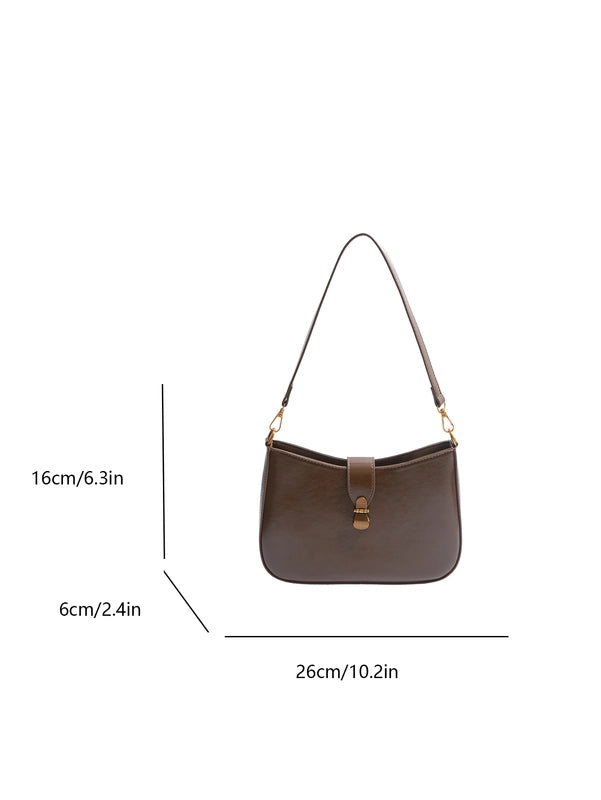 Women's Pu Leather Solid Color Classic Style Streetwear Square Magnetic Buckle