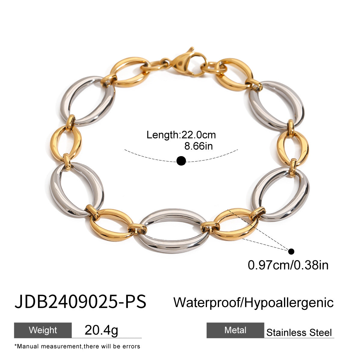 Stainless Steel Bracelet Color Matching Metal Style Chain Titanium Steel Bracelet