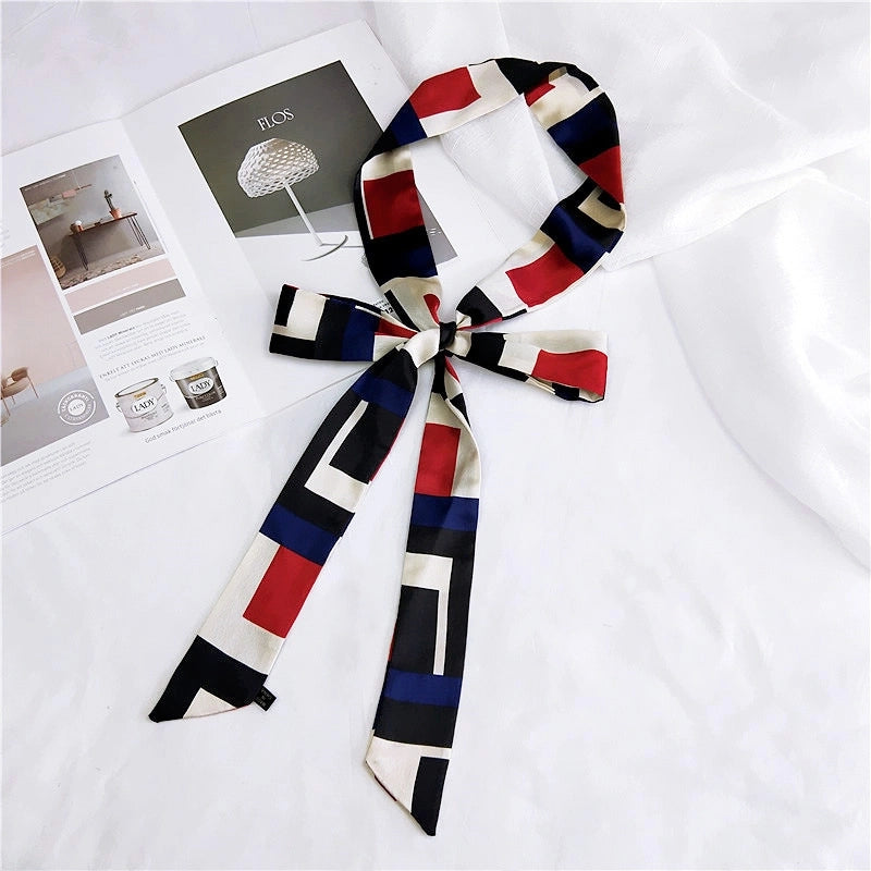 2 M New Polka Dot Special Long Edition Thin Narrow Silk Scarf Women's Spring Summer Autumn Scarf Belt Black And White Fashion