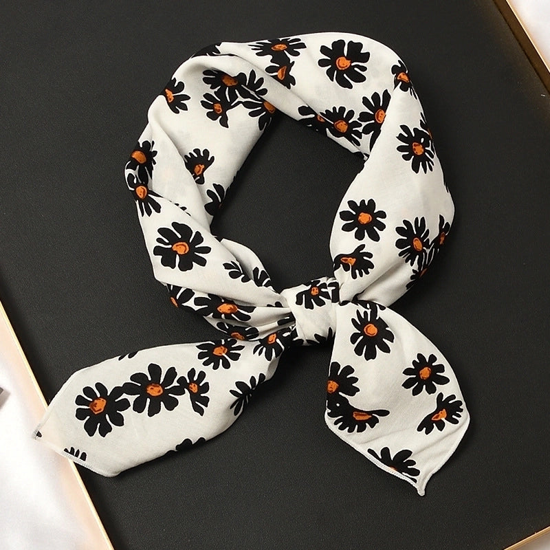 Women's Sweet Flower Cotton Silk Scarf